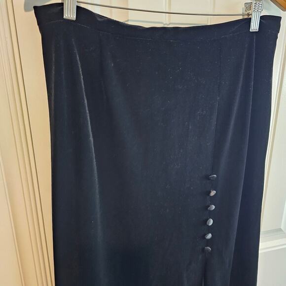 Another Thyme Vintage Velvet Skirt Womens Size 12 Black 90s Maxi Whimysgoth - Picture 3 of 9
